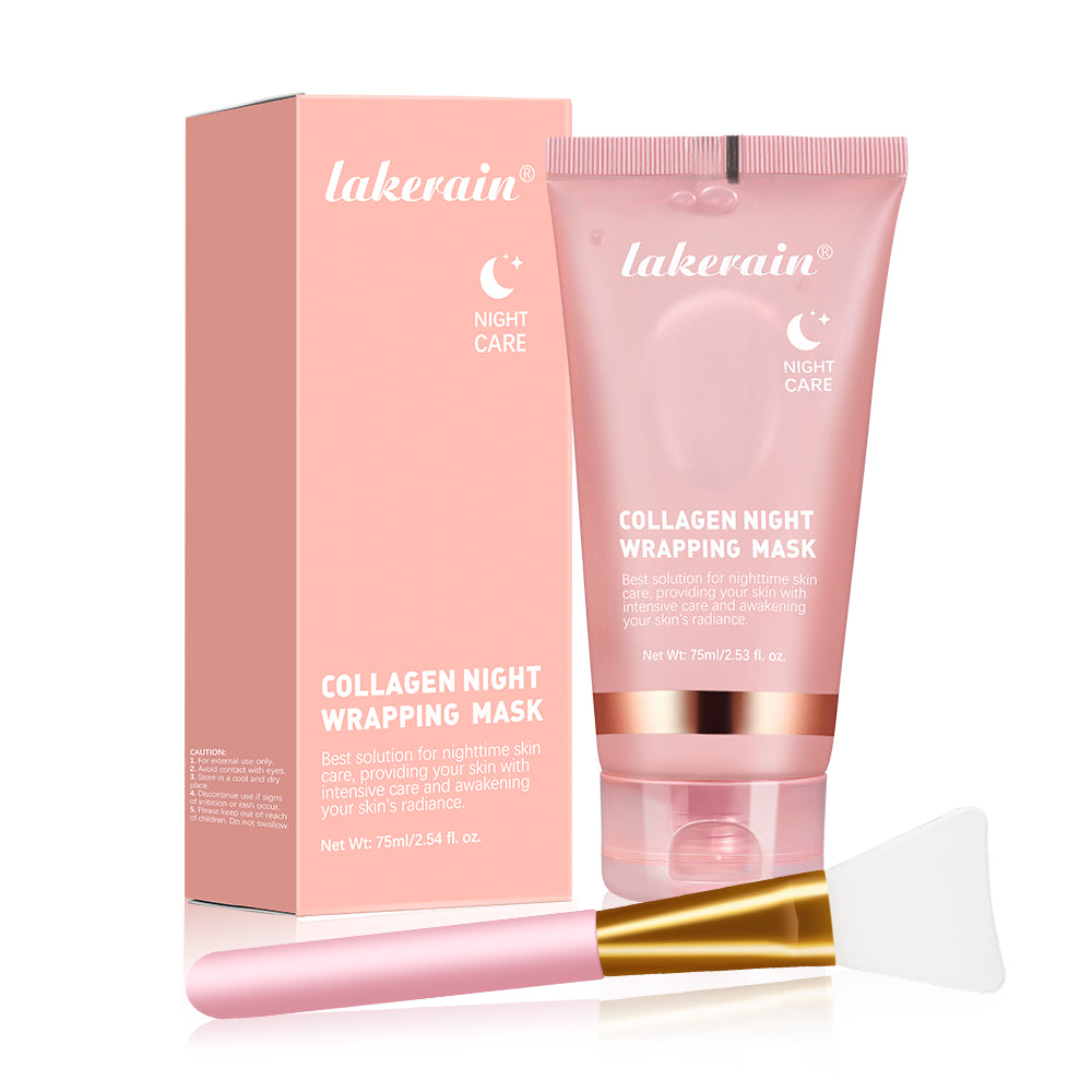 Lakerain Collagen Night Wrapping Mask – Återfuktar, ger fasthet & lyster. Minskar slapp hud och trötthetstecken med hydrolyserat kollagen
