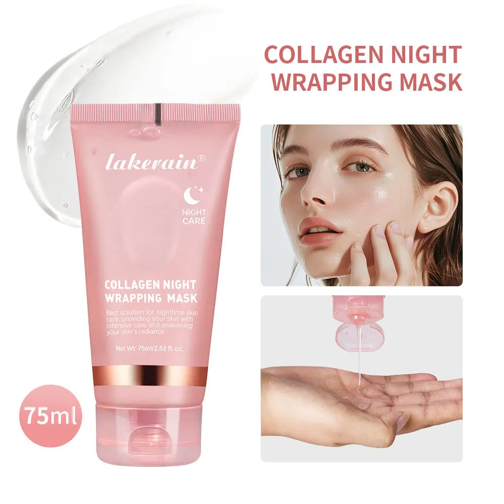 Lakerain Collagen Night Wrapping Mask – Återfuktar, ger fasthet & lyster. Minskar slapp hud och trötthetstecken med hydrolyserat kollagen