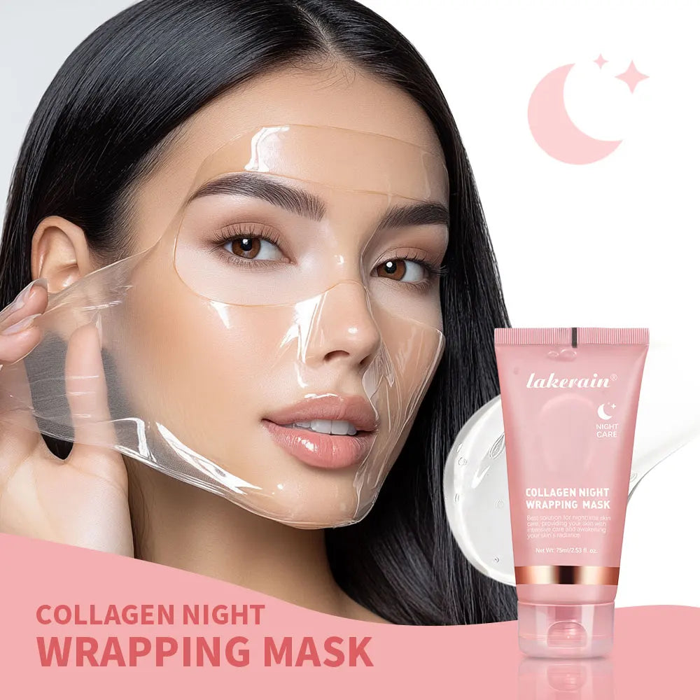 Lakerain Collagen Night Wrapping Mask – Återfuktar, ger fasthet & lyster. Minskar slapp hud och trötthetstecken med hydrolyserat kollagen
